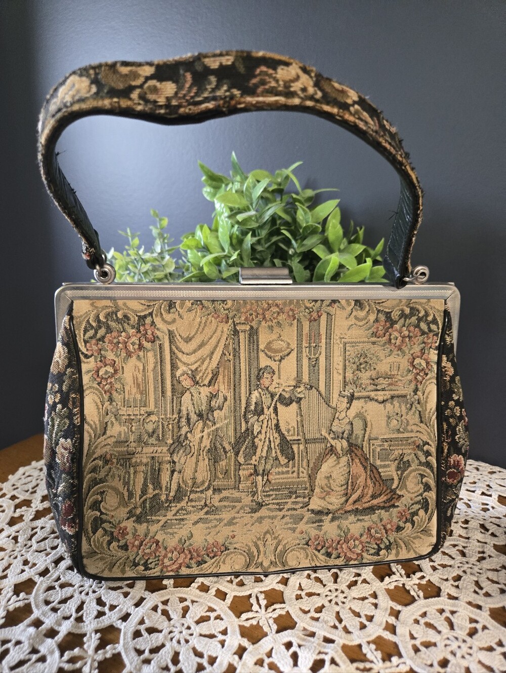 Scenic Tapestry Frame Handbag – Mid-Century Style